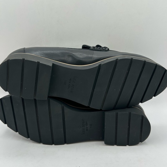 Kate Spade Women's Sz. 11 Black Leather Floral Detail Karisa Loafers - Picture 12 of 12